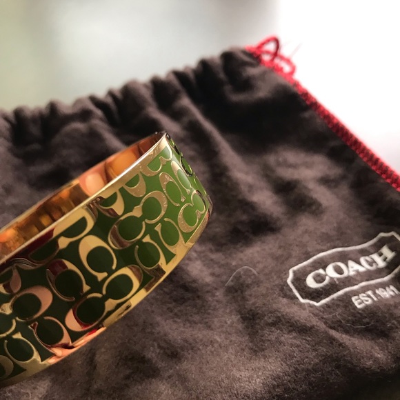 Coach Jewelry - Coach green/gold metal bangle Coach Jewelry - Coach green/gold metal bangle